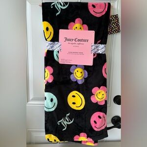 Juicy Couture Smiley Face flower Throw Blanket